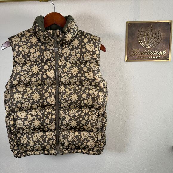 Women's Polo Jeans Co. Ralph Lauren Green Floral Zip Front Puffer Vest Size S - Picture 8 of 8